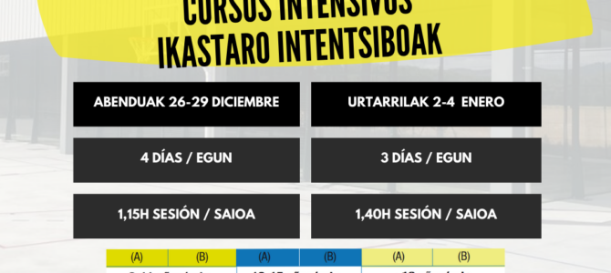 CURSOS INTENSIVOS PÁDEL / PADEL IKASTARO INTENTSIBOAK